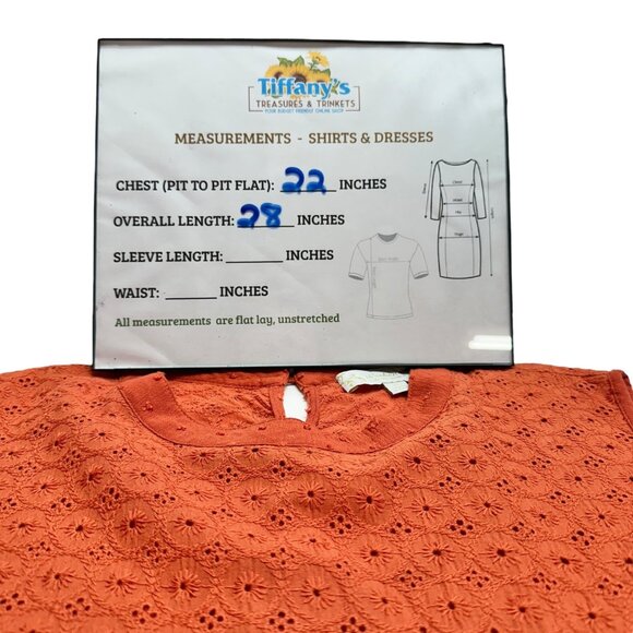 Weekend Suzanne Betro Tunic Top Womens 3X Sleeveless Orange Eyelet - Picture 7 of 7